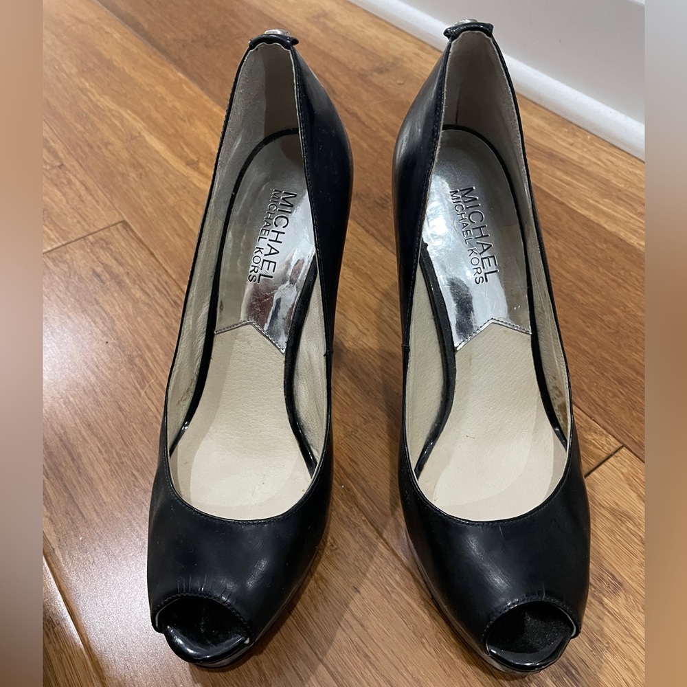 Michael kors open toe black heels